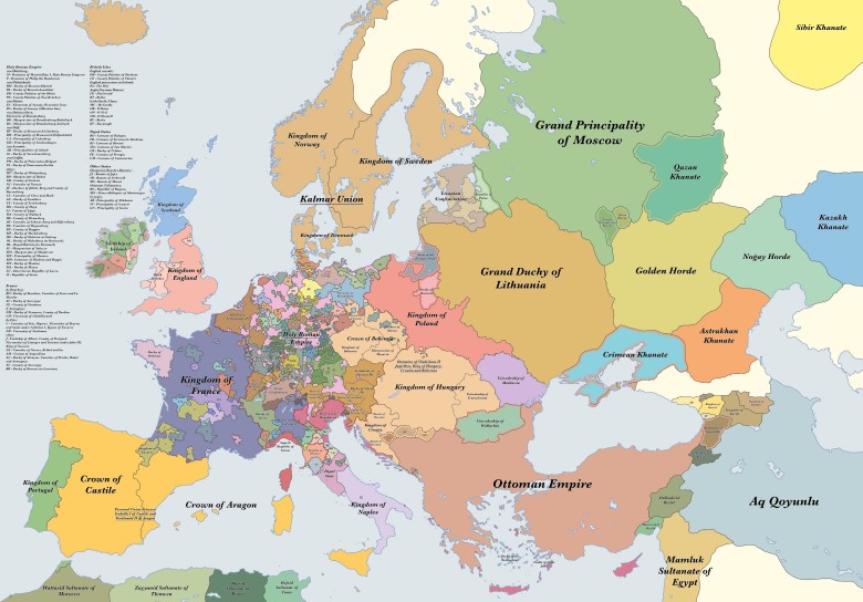 Mapa Europy z 1500 roku