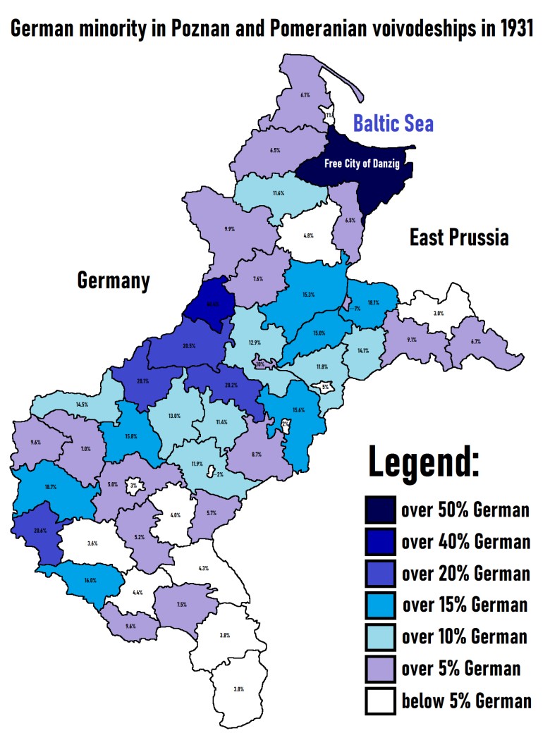 Mniejszość niemiecka w Korytarzu Polskim w 1931 r.