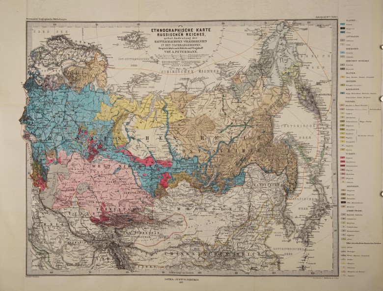 Niemiecka mapa etnograficzna Rosji z 1877 roku