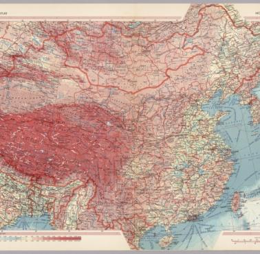 Mapa fizyczna Azji, lata 60-te, 1967