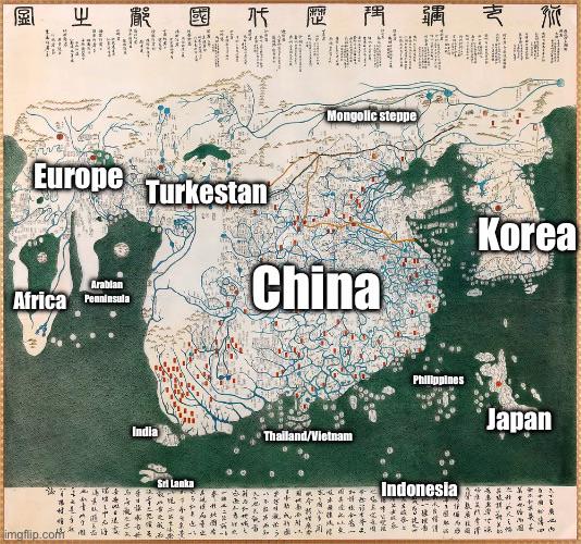 Najdokładniejsza mapa świata z XIII wieku (zaprojektowana w Korei, wykonana w Chinach)