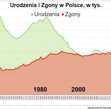 Urodzenia i zgony w Polsce od 1946-2024