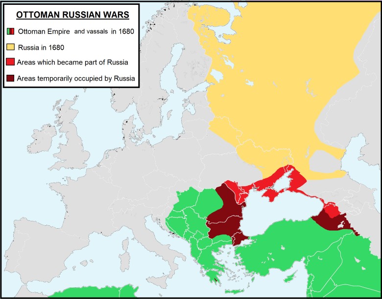 Obszary utracone przez Imperium Osmańskie (Turcja) na rzecz Rosji, 1680
