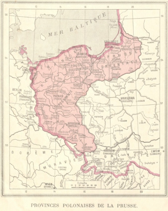 Opracowana przez Francuzów polskich mapa roszczeń terytorialnych wobec Prus, 2015