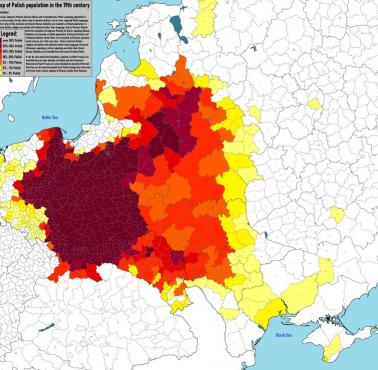 Polacy na okupowanych przez zaborców ziemiach byłej I RP w XIX wieku (mapa etniczna)