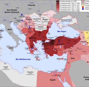 Działalność kolonialna Imperium Osmańskiego np.na Bałkanach od 1307 roku