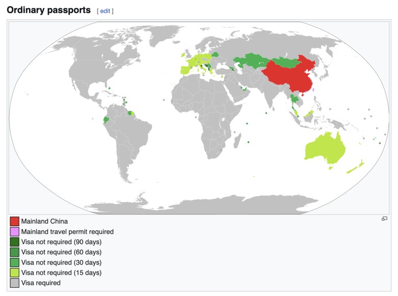Chińska polityka wizowa od października 2024 r. (wikipedia)