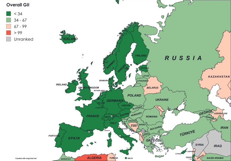 Globalny raport innowacyjności, 2024 (Global Innovation Index) - Europa, WIPO Report 2024