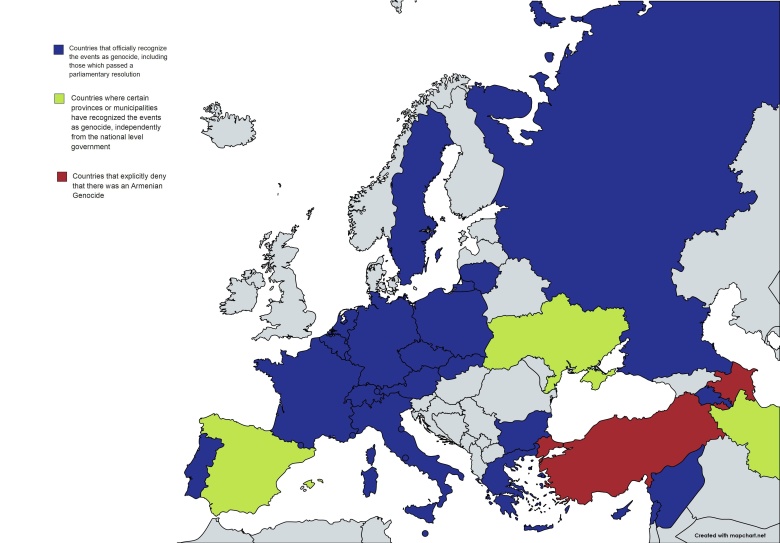 Państwa w Europie, które uznały ludobójstwo Ormian