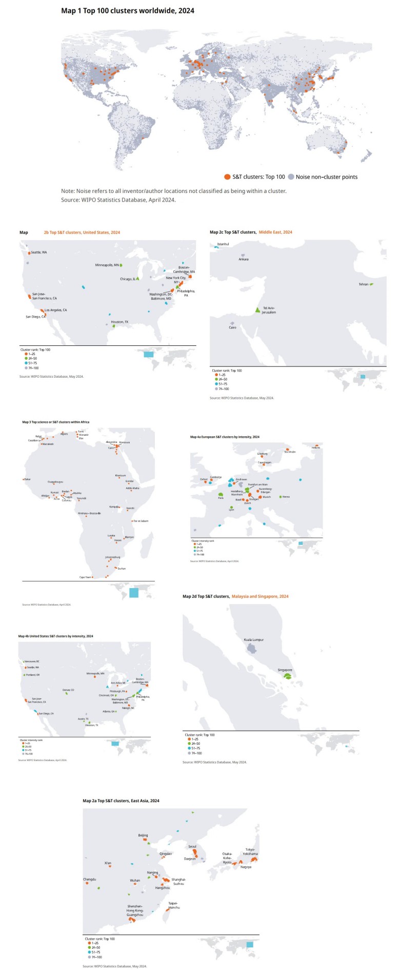 Globalny raport innowacyjności, 2024 (Global Innovation Index) - największe klastry innowacyjności