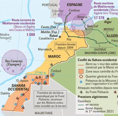 Sahara Zachodnia – dawna kolonia hiszpańska w północnej Afryce nad Oceanem Atlantyckim, obecnie terytorium o nieustalonym