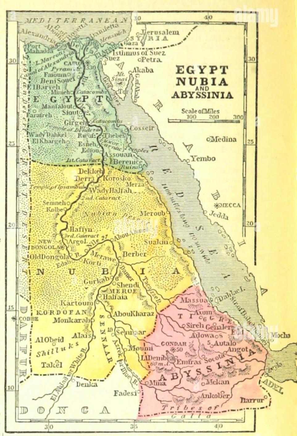 Mapa Egiptu, Nubii i Abisynii z 1845 r.