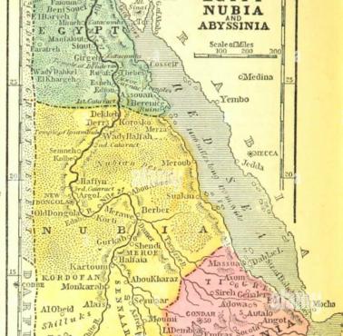 Mapa Egiptu, Nubii i Abisynii z 1845 r.