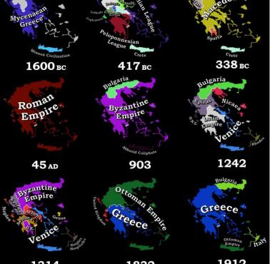 Ekspansja terytorialna Grecji (zmiana granic) od 1600 roku p.n.e.