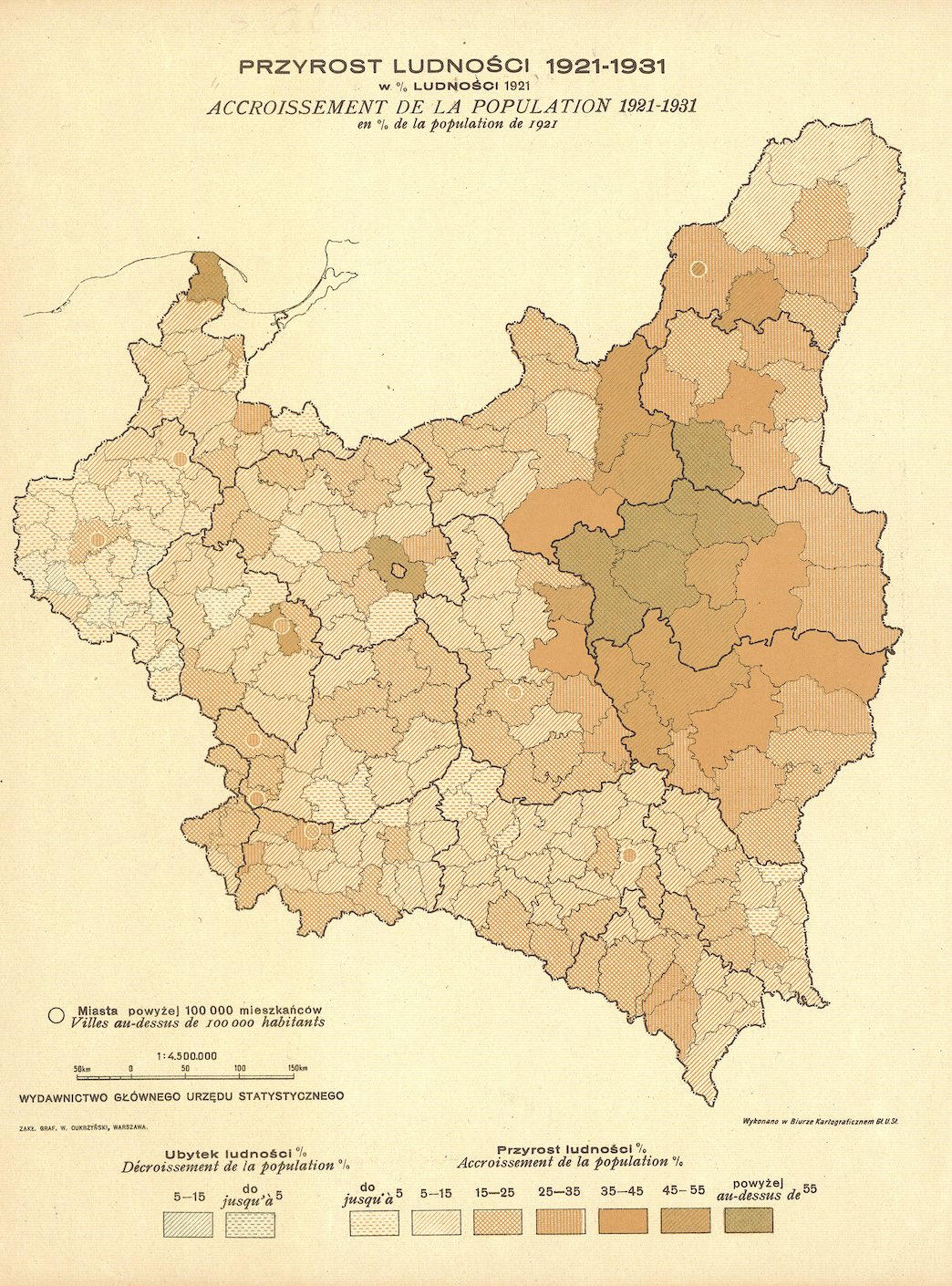 Przyrost ludności II RP w latach 1921-1931 z podziałem na województwa