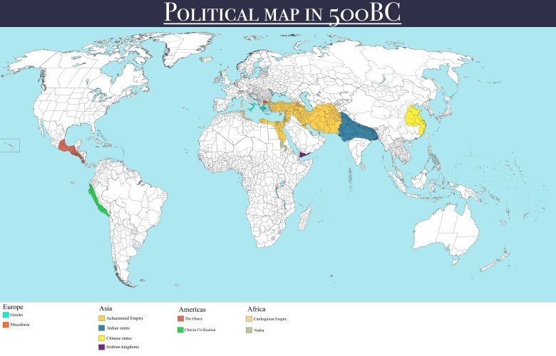 Polityczna mapa świata z 500 roku p.n.e.