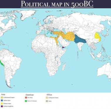 Polityczna mapa świata z 500 roku p.n.e.