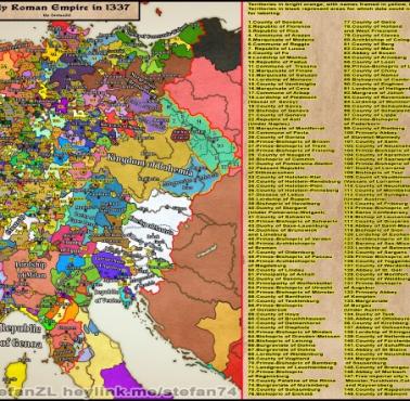 Mapa Świętego Cesarstwa Rzymskiego w roku 1337