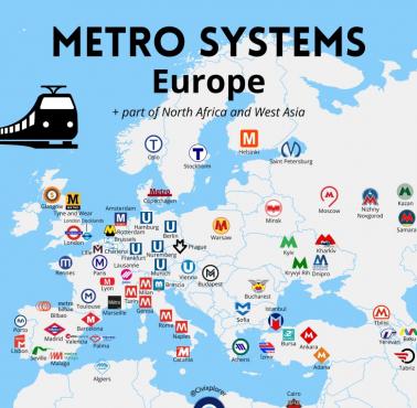 Oficjalne logo metra w krajach europejskich, Afryki Północnej i Lewantu
