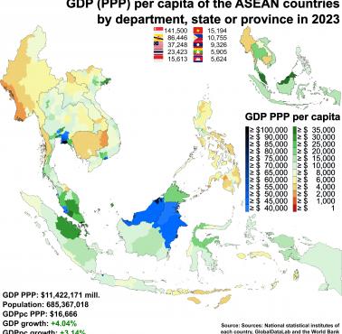 Dochód na mieszkańca (per capita) według parytetu siły nabywczej (PPP) w krajach ASEAN, Azja Pd-W, 2023