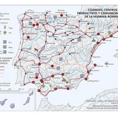 Mapa prowincji rzymskiej na Półwyspie iberyjskim z zasobami