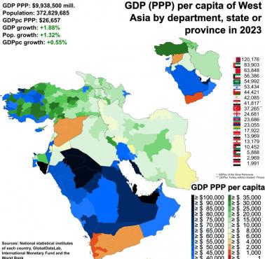 PKB na mieszkańca (per capita) według parytetu siły nabywczej (PPP) krajów Bliskiego Wschodu (Lewant), 2023