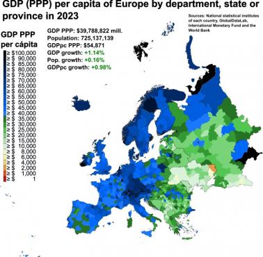 PKB na mieszkańca (per capita) według parytetu siły nabywczej (PPP) krajów europejskich, 2023