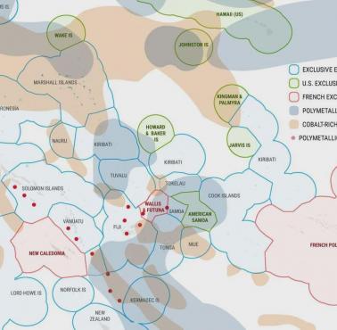 Wyłączne strefy ekonomiczne (EEZ - Exclusive Economic Zones) Południowego Pacyfiku w tym złoża minerałów