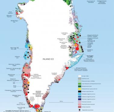 Mapa surowcowa Grenlandii, 2023