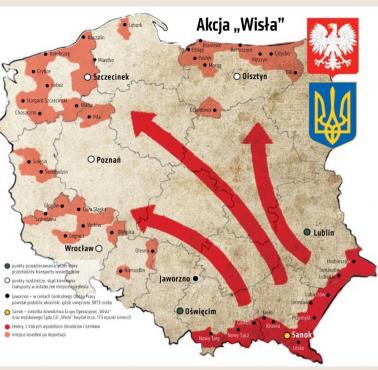Kierunki deportacji podczas akcji "Wisła"