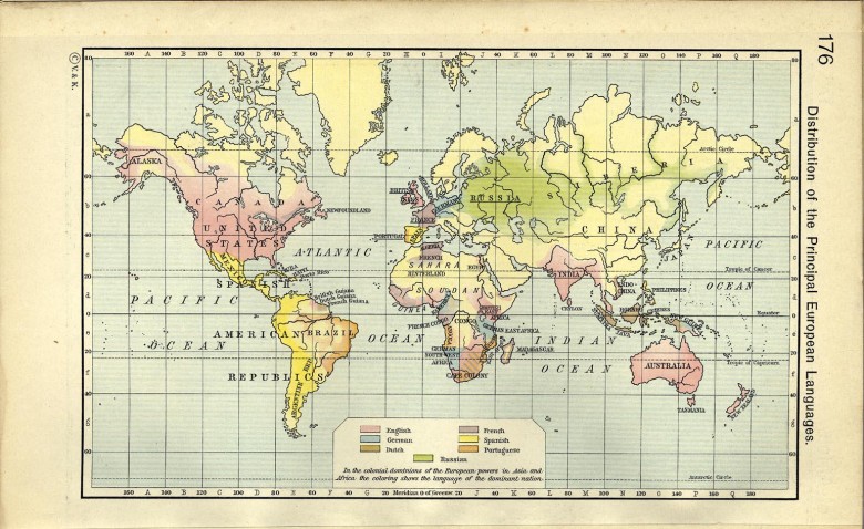 Mapa językowa świata z 1907 roku