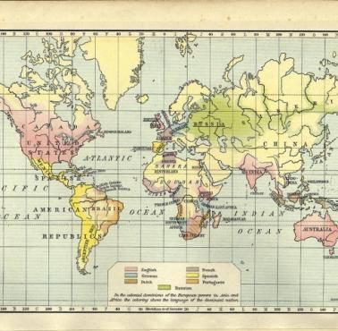 Mapa językowa świata z 1907 roku