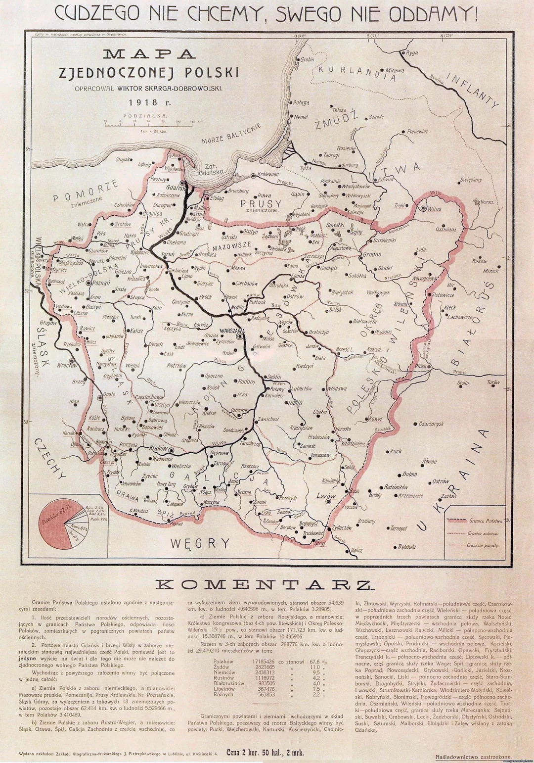 Proponowane granice Polski  dziennikarza Wiktora Skargi-Dobrowolskiego, 1918