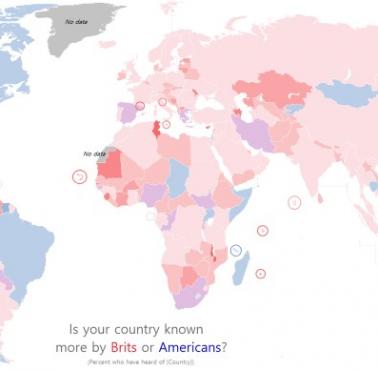Czy Twój kraj jest bardziej znany Brytyjczykom czy Amerykanom? (YouGov Q4 2024)