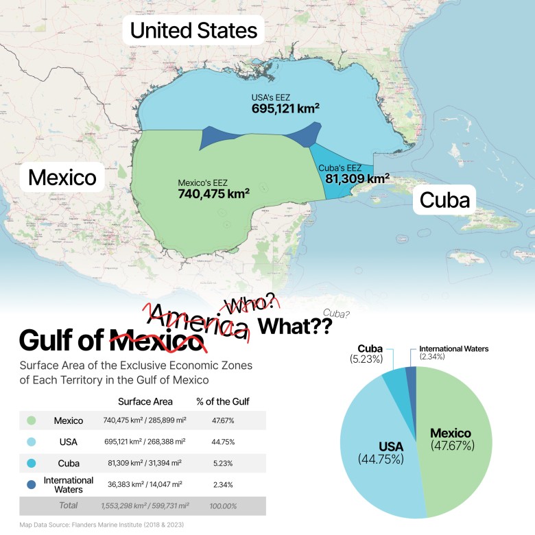 Wyłączne strefy ekonomiczne (EEZ - Exclusive Economic Zones) USA i Meksyku w Zatoce Meksykańskie/Amerykańskiej