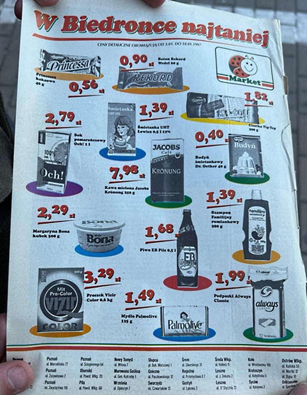 Gazetka reklamowa sieci Biedronka z 1997 roku