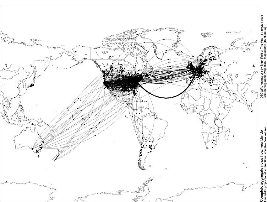 Stan sieci Arpanet (która później stała się Internetem) w 1993