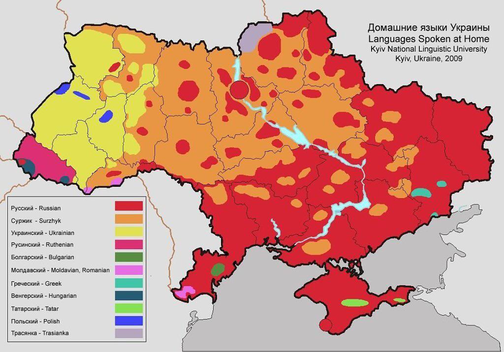Mapa etniczno-językowa Ukrainy z 2009 roku