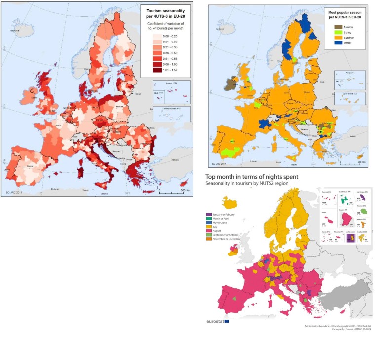 Najpopularniejsze kierunki turystyczne w Europie z uwzględnieniem sezonowości, brak daty badań