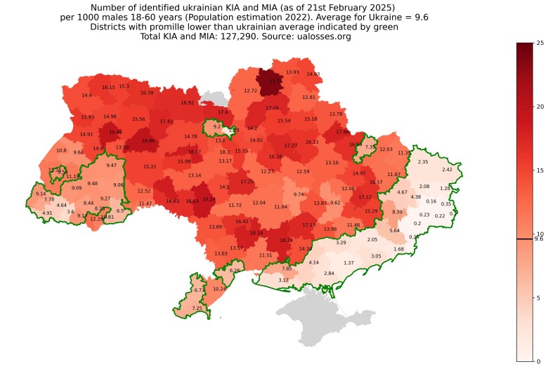 Mapa zidentyfikowanych (z imienia i nazwiska!) ukraińskich ofiar wojny, Źródło: ualosses.org