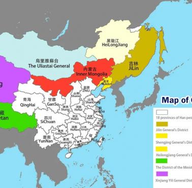 Mapa Chin (imperium Qing) w 1790 r.