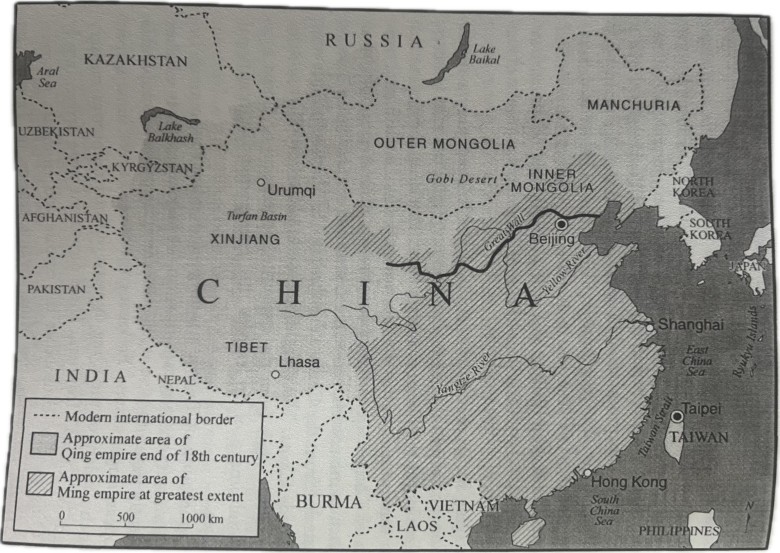 Ekspansja terytorialna dynastii Qing 1644–1911 w porównaniu do dynastii Ming