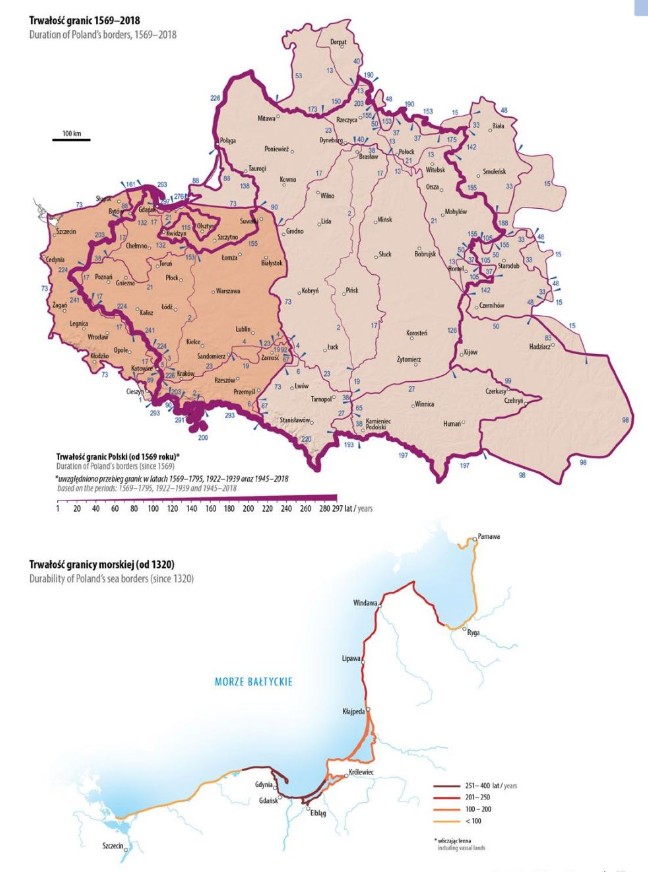 Ekspansja terytorialna i czas trwania kontroli nad danymi obszarami polsko-litewskiej Unii w latach 1385-2018