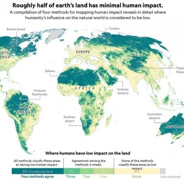 Mapa ludności świata pokazująca niezamieszkane lub prawie niezamieszkane obszary