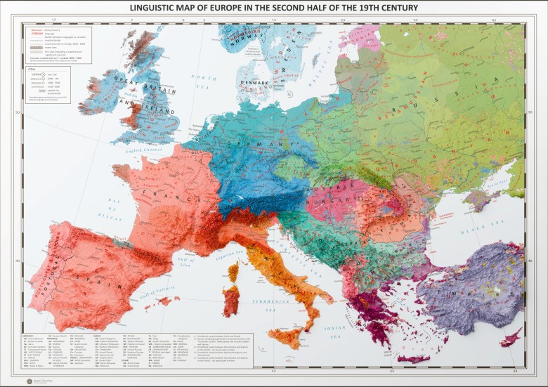 Lingwistyczna mapa Europy, Późna połowa XIX wieku