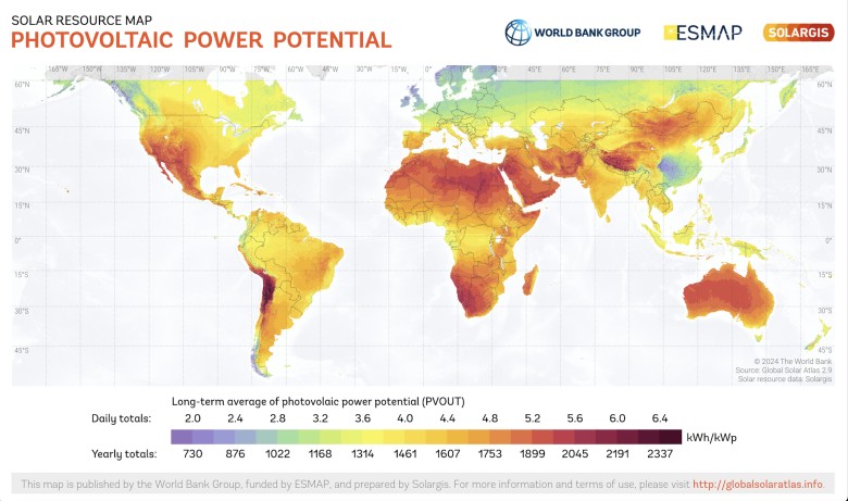 Globalny potencjał energii elektrycznej z fotowoltaiki, 2024