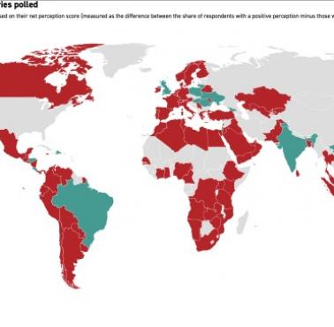 Postrzeganie USA i Chin w poszczególnych państwach świata, 2025 (Democracy Perception Index 2025)