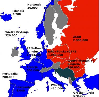 Liczebność wojsk Układu Warszawskiego i NATO w Europie  w 1973 roku