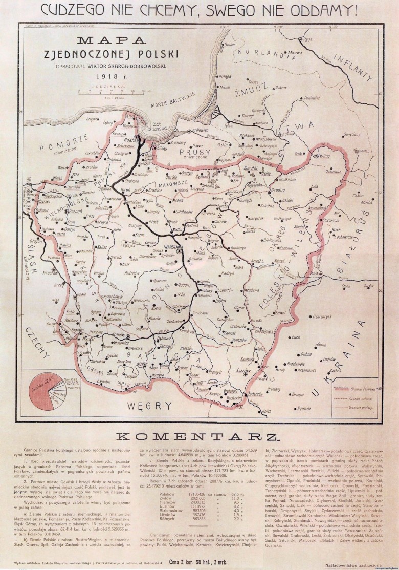 Mapa z końca 1918 roku Wiktora Skargi-Dobrowolskiego
