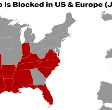 Stany USA i Europa, w których Pornhub (wszystkie porno strony) zostały zablokowane, czerwiec 2025